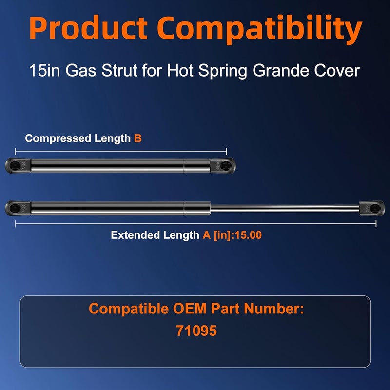 Euplokeer Qty (2) C16-21702 C16-11543 15in 42lb/186N Gas Strut Shock for Leer A.R.E Truck Camper Shell Topper Cap Canopy Parts, lgp6-150-40 ML33-40 Spring Lift Support for Boat RV Hatch Door Parts - Image 2